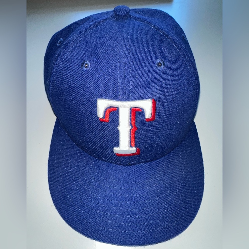 New Era 59fifty Texas Rangers Baseball Hat Blue Fitted Size 7 3/4